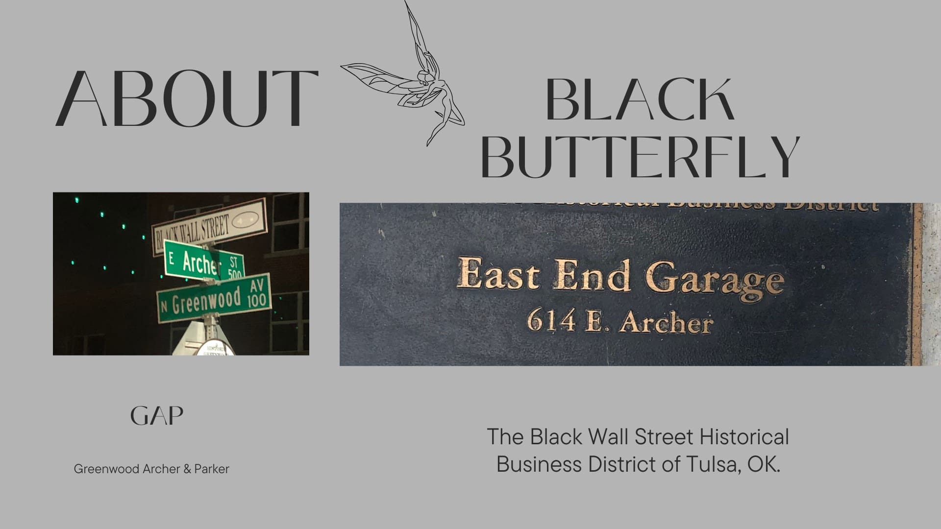 A street sign that says black and white butterfly.